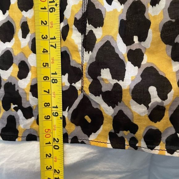 T TAHARI Yellow Leopard Print Cotton Short Skirt - Picture 7 of 7